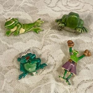 Vintage Frog Lapel Pins Set of 4 Charming Whimsical Jewelry